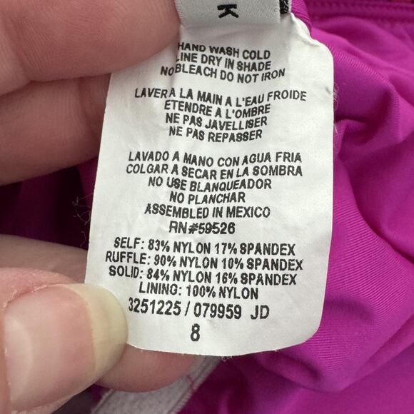 Trina Turk Swimsuit Womens 8 One Piece Pink Black Ruffle Floral Bathing Suit - Picture 5 of 7